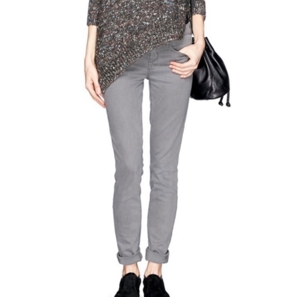 Vince Dylan Skinny Mid Rise Metallic Silver Tux Side Stripe Gray Jeans 28 EUC - Picture 3 of 10